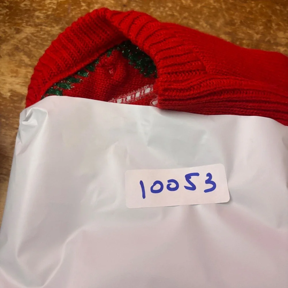 Merry & Bright Christmas Tree Pet Sweater Red Med Jingle Bells Pom Poms‎ Holiday